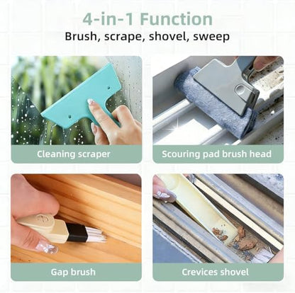 Window Track Cleaner, 4-in-1 Crevice Cleaning Brush (with Bristle Brush, Gap Dustpan, Scraper), Handheld Window Sill Cleaner Tool, Window Track Cleaning Tools for Sliding Door, Home Cleaning (3 Pack) - Image 3