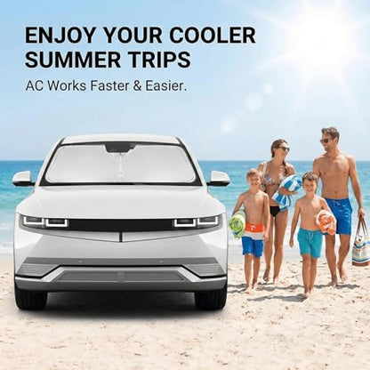 Windshield Sun Shade for Hyundai Ioniq 5 2020-2024 2025 2026 -Front Window Shade Custom Fit Ioniq 5 Accessories Sun Visor Foldable Shade Blocks UV Rays Summer Must Have Car Accessories - Image 4