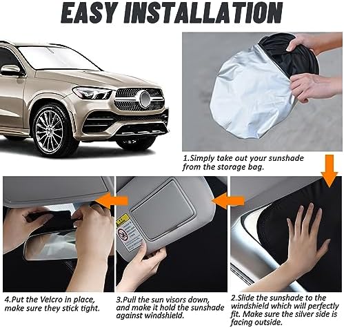 D-Lumina Windshield Sun Shade for 2020 2021 2022 2023 2024 2025 Mercedes GLE 350 450 Accessories, Front Window Sunshade Sun Visor Protector Block UV Rays Heat, Foldable 2 Layers 210T Material - Image 5