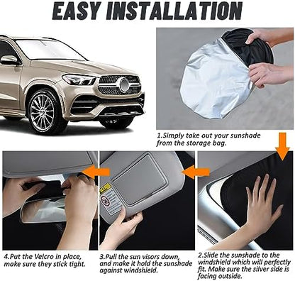 D-Lumina Windshield Sun Shade for 2020 2021 2022 2023 2024 2025 Mercedes GLE 350 450 Accessories, Front Window Sunshade Sun Visor Protector Block UV Rays Heat, Foldable 2 Layers 210T Material - Image 5