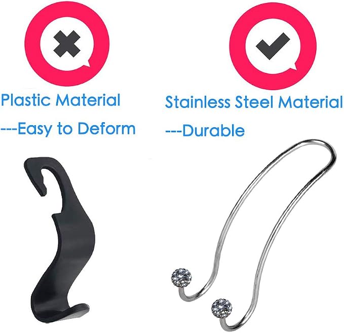 SAVORI Auto Hooks Bling Car Hangers Organizer Seat Headrest Hooks Strong and Durable Backseat Hanger Storage Universal for SUV Truck Vehicle 2 Pack (Gey) - Image 4