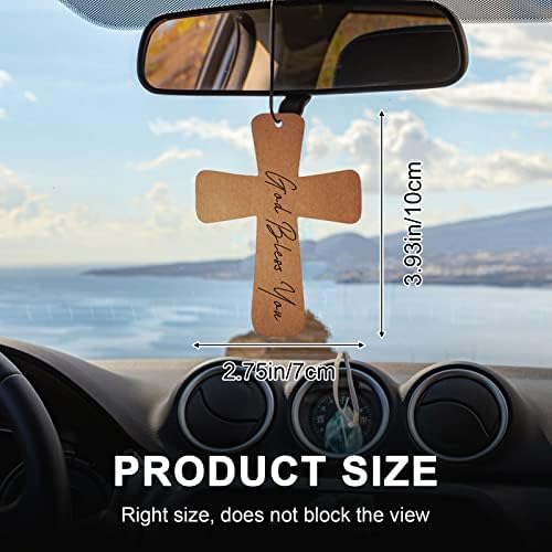 Fumete 48 Pcs Christian Gifts for Man Brown Cross Car Air Fresheners Bulk - Image 2
