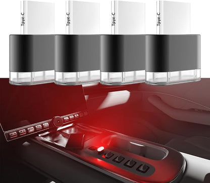 Type-C Adapters Atmosphere Light 4-Pack Universal Plug-in Miniature LED Night Light for Car Interior and Trunk Ambient Lighting Armchair lamp (Red) by QiuGouTong