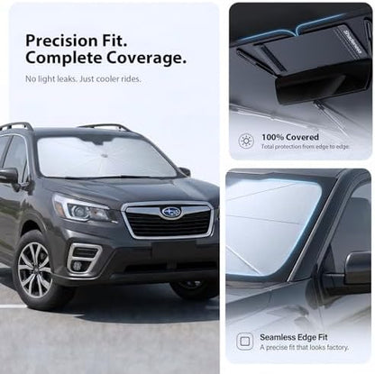 2026 Upgraded Windshield Sun Shade Umbrella for Subaru Outback [Precision Custom Fit, Superior UV & Heat Block] Cooling Tech Fabric, Durable Foldable with Storage Bag, Fits 2000-2025 - Image 6