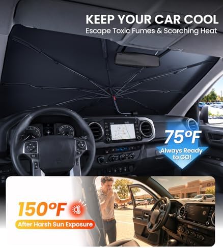 Zanch Windshield Sun Shade Umbrella for Toyota Tacoma 2001-2026 - Image 3