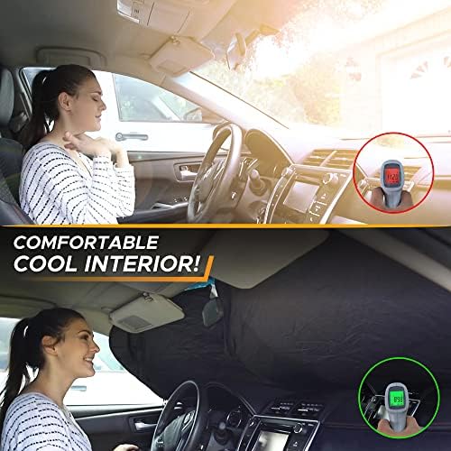 EcoNour Windshield Sun Shade for car & Window Tint – American Flag – UV & Heat Protection for Cars, Interior Cool Trucks, SUVs – Foldable Reflective Sun Visor 240T Windshield (64" x 34") - Image 6