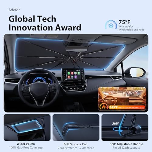 2026 Upgraded Windshield Sun Shade Umbrella for Toyota Camry [Precision Custom Fit, Superior UV & Heat Block] Cooling Tech Fabric, Durable Foldable with Storage Bag, Fits 2000-2026 - Image 5
