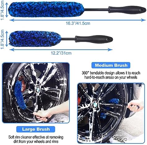 12Pcs Wheel Brush Kit for Cleaning Wheel and Tire, Wheel and Rim Brush, Car Detailing Brushes, Tire Brush, Bendable & Durable Car Wheel Rim Cleaner Brush Set,Car Detailing Cleaning Brush Supplies Kit - Image 3