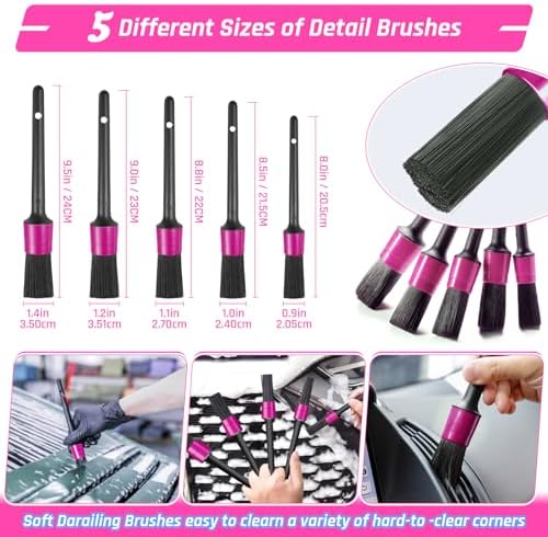 38PCS Car Detailing Kit Interior Cleaner with High Power Handheld Vacuum, Car Wash kit with Detailing Brush Set,Car Interior Detailing Kit,,Pink Car Accessories for Motorcycle,Cars,Gift for Women - Image 3