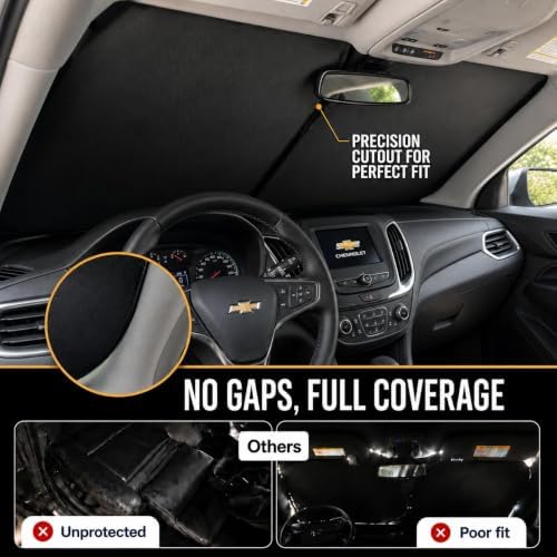 Zanch Windshield Sun Shade for Chevy Equinox 2018-2026, 100% Light Blocking - Image 3