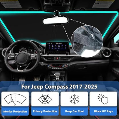 Windshield Sun Shade for Jeep Compass 2017-2025 - Image 2