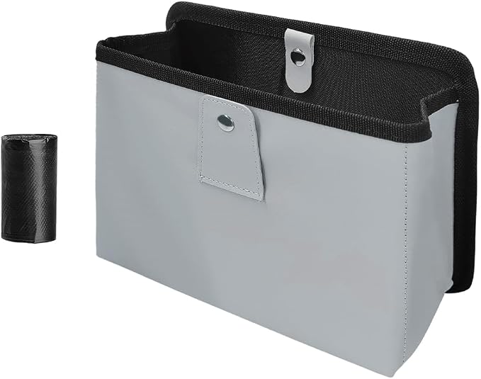 Yourkar Car Trash Can, Foldable Waterproof Leather Car Garbage Organizer Holder, Automotive Mini Dustbin Container with One Roll Trash Bag, Universal Interior Car Accessories (Gray, M) by Unknown