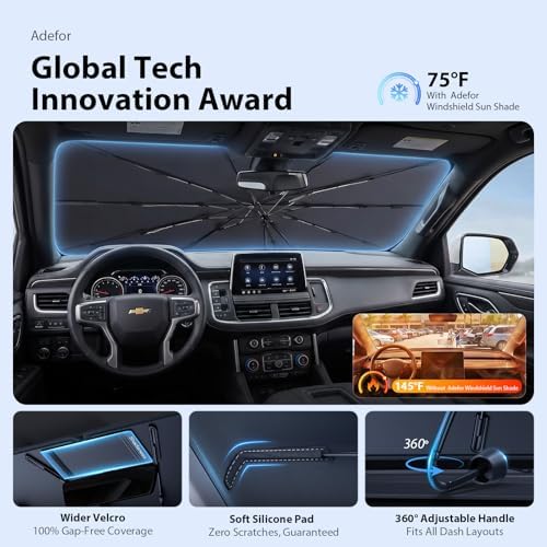 2026 Upgraded Windshield Sun Shade Umbrella for Chevrolet Colorado [Precision Custom Fit, Superior UV & Heat Block] Cooling Tech Fabric, Durable Foldable with Storage Bag, Fits 2004-2012, 2015-2026 - Image 5