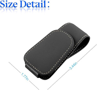 zipelo Magnetic Leather Sun Visor Sunglasses Holder Clip, Black | one-hand access, soft contact surfaces, stores glasses and cards, lightweight compact form, car interior accessories - Image 2