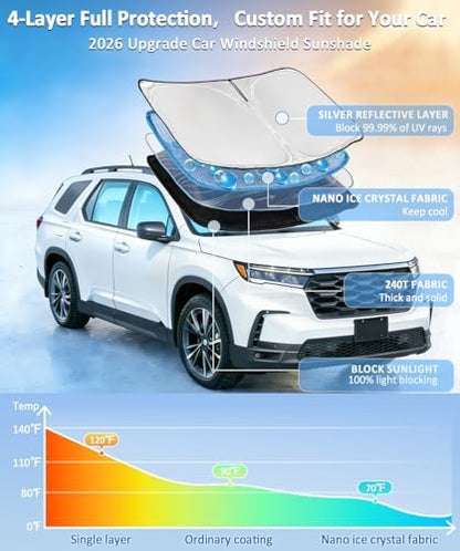 Sunshade for Honda Passport 2019-2024 2025 Windshield Cover Sun Shade - Image 2