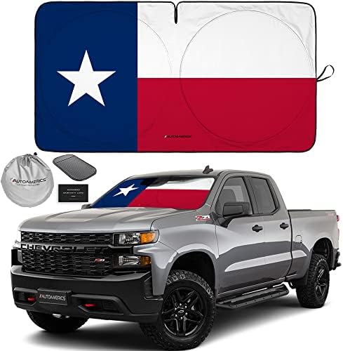 Autoamerics 1-Piece Windshield Sun Shade American Texas Flag USA Patriotic Design - Foldable Car Front Window Sunshade for Sedans SUV Truck - Blocks Max UV Rays and Keeps Your Vehicle Cool - Large by AutoamericsUS