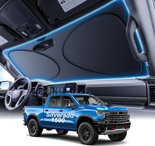 2026 Upgraded Windshield Sun Shade for Chevrolet Silverado 1500 [Precision Custom Fit, Superior UV & Heat Block] Cooling Tech Fabric, Durable Foldable with Storage Bag, Fits 2000-2026 by Unknown