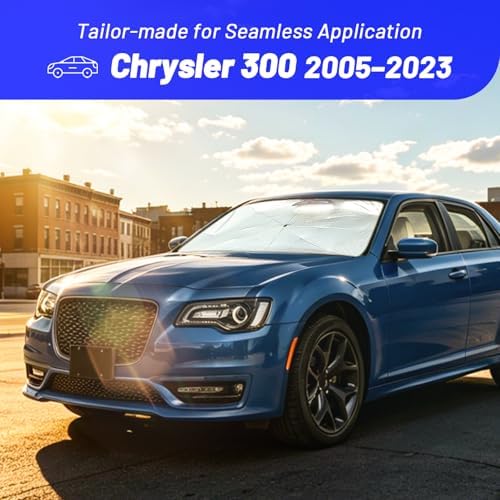 Windshield Sun Shade for Chrysler 300 2005-2023, Foldable Umbrella Sunshade - Image 2