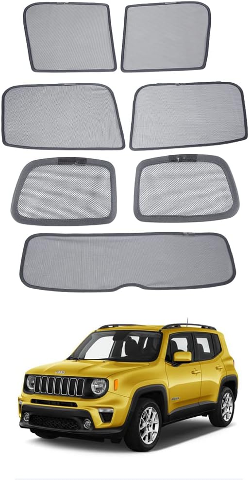 Bwen Car Window Shades Fit for Jeep Renegade 2016 2017 2018 2019 | Foldable Side Window Sun Shade for Renegade, Custom Fit Car Side Window Sunshade for Blocks Uv Rays Glare, Magnetic, 7pcs by BWEN