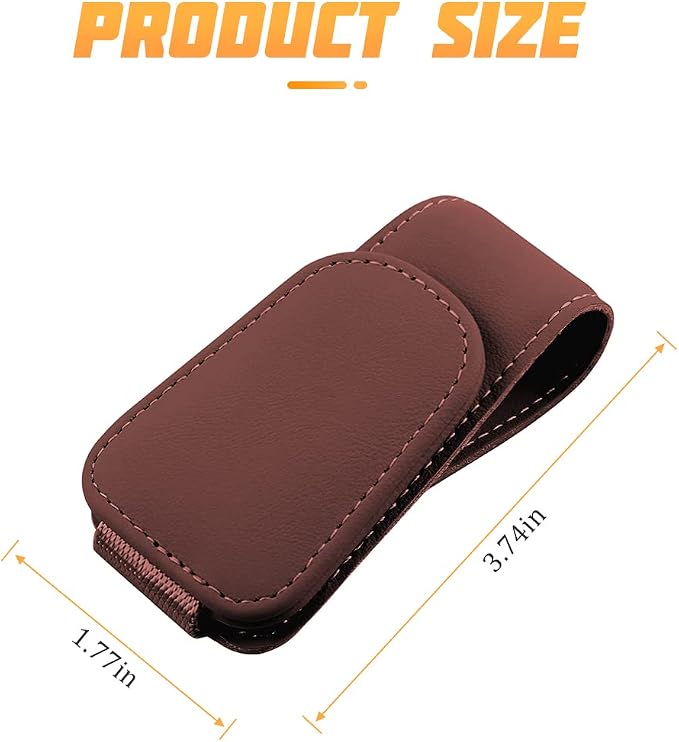 AICEL Sunglasses Holders for Car Sun Visor, Leather Magnetic Clip, Wine Red | Leather Eyeglasses Hanger Mounter, Magnetic Glasses Holder and Ticket Card Clip, Car Accessories, Universal Fit - Image 2