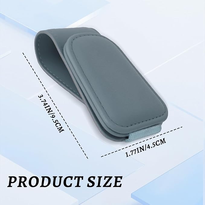 Sunglass Holder for Car, Car Sunglass Holder, Magnetic Leather Sunglasses Holder and Ticket Card Clip, Auto Multi-Functional Sun Visor Eyeglass Holders for SUV Pickup Truck (Light Grey) - Image 2