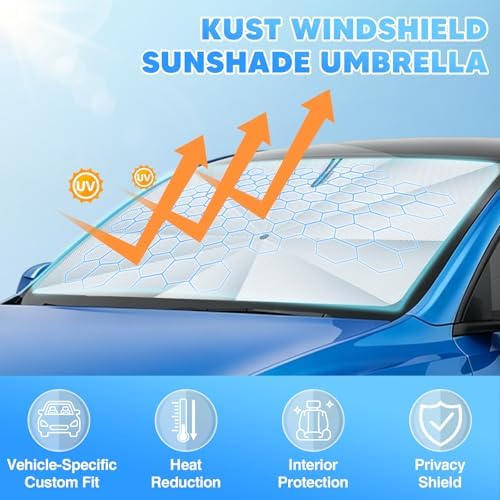 KUST Ice Crystal Windshield Sun Shade Umbrella for 【F150 F-150/ Silverado/Tundra/RAM 1500/ Sierra】 | Custom Fit Windshield Sunshade | Foldable Sunshade with Bendable Handle | Blocks Heat & UV Rays - Image 2