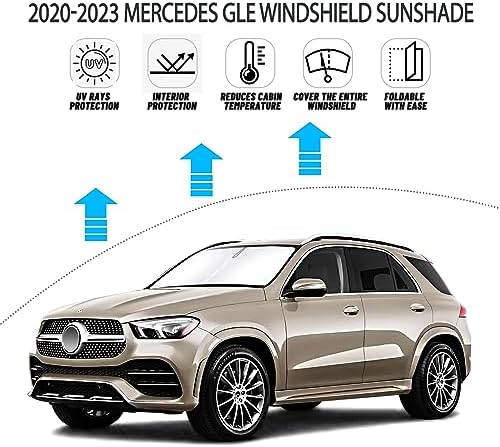 D-Lumina Windshield Sun Shade for 2020 2021 2022 2023 2024 2025 Mercedes GLE 350 450 Accessories, Front Window Sunshade Sun Visor Protector Block UV Rays Heat, Foldable 2 Layers 210T Material - Image 2
