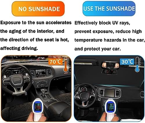 Front Windshield Sun Shade Fit for Dodge Charger Challenger Durango Journey Universal Fit to All Dodge Cars Foldable Sun Visor Protector Custom Fit Dodge Window Sunhade (Purple Trim) - Image 5