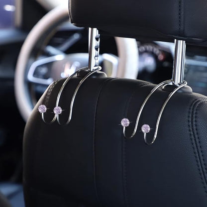 SAVORI Auto Hooks Bling Car Hangers Organizer Seat Headrest Hooks Strong and Durable Backseat Hanger Storage Universal for SUV Truck Vehicle 2 Pack (Light Purple) - Image 3