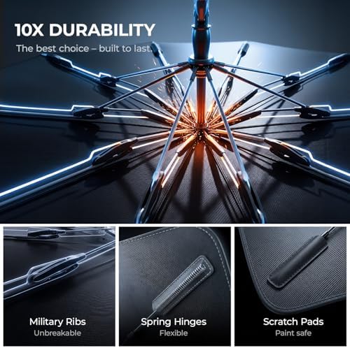 [2026 Upgraded] DooGooCoo Windshield Sun Shade Umbrella for Toyota Camry 2018-2025 2026 [100% Sunlight Blocked, Cooling Ice Crystal] Sunshade for Car Windshield for Camry Sun Shade, Custom Fit Camry - Image 6