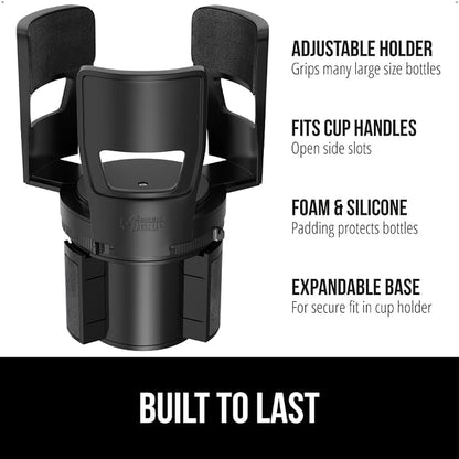 GORILLA GRIP Patent Pending Adjustable Car Cup Holder Expander, 2 PK, Keeps Water Bottle Secure, Expands to Fit 18 to 48 oz Bottles, Yeti, Owala, Stanley with Handle, Coffee Mug Insert for Cars, Black - Image 2