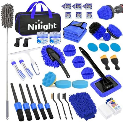 Nilight 52PCS Car Detailing Kit for Interior Exterior Car Care, Blue by Nilight