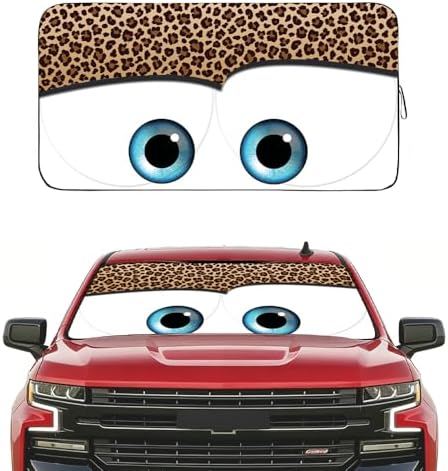 GVEN Windshield Sun Shades Car Sun Shade Protector Blocks UV Rays for Full-Size Sedan & SUV, Mid-Size SUV, Sports Cars, Wagon and Mid-Size Pickup Truck Car Accessories(Leopard Eyes,S) by Gven