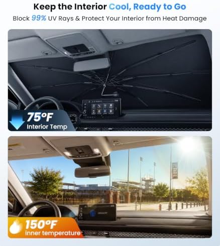 Zanch 2026 Upgraded Windshield Sun Shade Umbrella: Custom Fit for Honda Accord 2016-2026 Front Window Sunshade, Block UV Rays & Keep Car Cool, 1:1 Scan for Accord, No Gaps & No Scratches. - Image 3