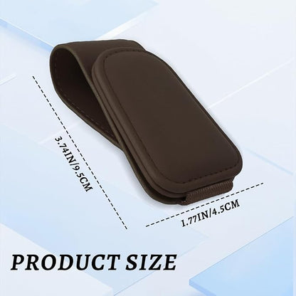 Sunglass Holder for Car, Car Sunglass Holder, Magnetic Leather Sunglasses Holder and Ticket Card Clip, Auto Multi-Functional Sun Visor Eyeglass Holders for SUV Pickup Truck (Brown) - Image 2