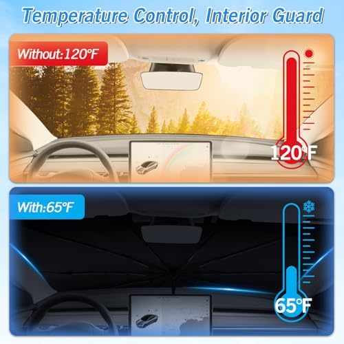KUST Windshield Sun Shade Umbrella for Tesla Model Y 2020 2021 2022 2023 2024 (Not for Juniper) Rear Window Shades 100% UV Protection and Blackout Privacy 5PCS Car Window Covers Accessories - Image 6