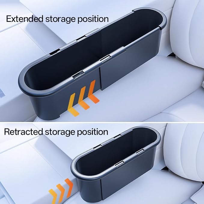 Expandable Car Seat Gap Filter Organizer, Adjustable 185-265mm | Universal front seat console side pocket, sliding gap storage box, fits phone keys wallet, seat gap filler, stop drops - Image 3