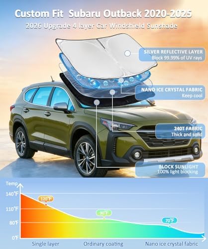 Sun Shade Sunshade for Subaru Outback 2020-2024 2025 Windshield Cover - Image 2