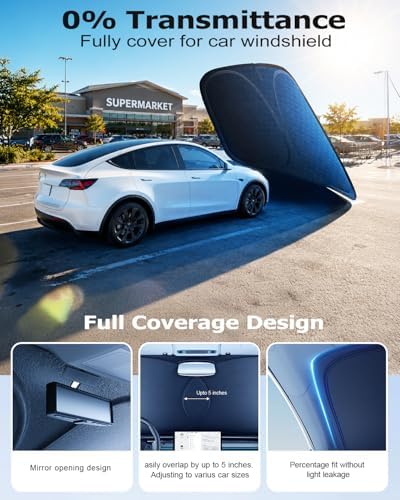 DMJN Front Windshield Sun Shade for Toyota RAV4 (2019-2026), [Nano Ice-Crystal Coatings] UPF50+ Heat & UV Block, Protect Car Interior & Keep Cool, Flodable Steel-Ring Car Cover for Summer - Image 4
