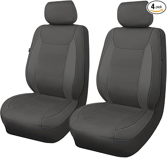 Flying Banner car seat Covers Protects Water Proof Faux Leather Carbon Fiber Fronts Gray Gray by FlyingBanner