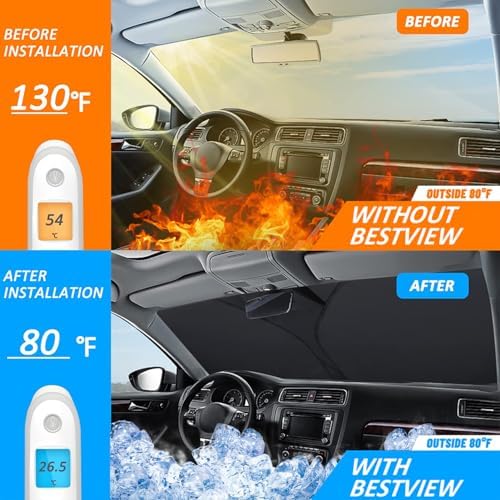 Bestview American Eagle Flag Windshield Sun Shade for 2014-2025 Dodge Ram ProMaster: Windshield Cover Sunshade for Cargo Van Accessories, Foldable Front Window Sunshade Sun Visor Protector - Image 3
