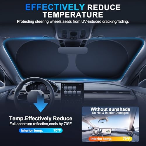 JUSTTOP 300T Double-Layer Design Universal Car Windshield Sun Shade, Foldable Reflective for Windshield & Window Shades, Car Interior Accessories (55" L x 27.6" W) - Image 4