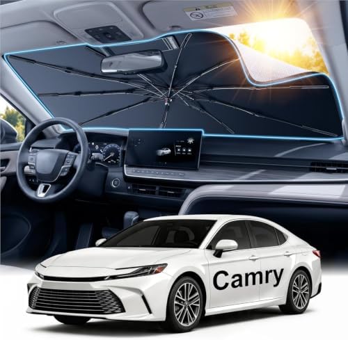 2026 Upgraded Windshield Sun Shade Umbrella for Toyota Camry [Precision Custom Fit, Superior UV & Heat Block] Cooling Tech Fabric, Durable Foldable with Storage Bag, Fits 2000-2026 by Unknown