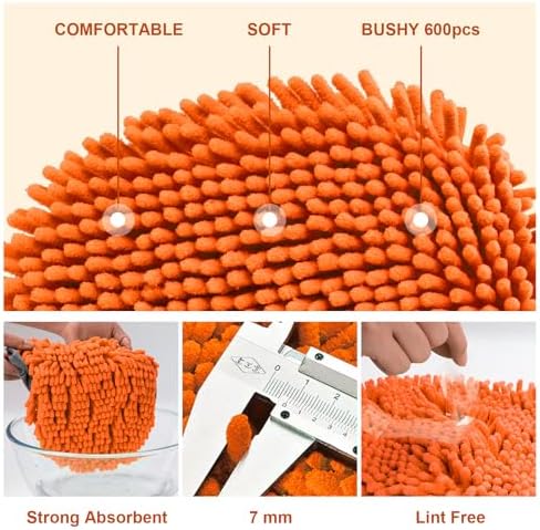 Ordenado 62" Car Wash Brush Kit Mitt Mop Sponge with Long Handle Chenille Microfiber Car Cleaning Brush Kit Supplies Car Washing Mop Kit Car Care Kit of Scratch-Free Replacement Head for Car RV Truck - Image 7