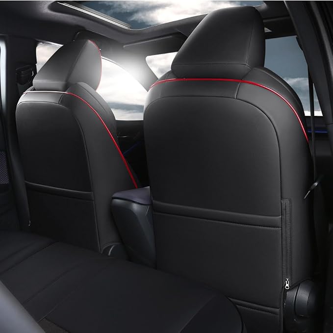 CocheFamilia Custom Fit Corolla Car Seat Covers for Select 2019 2020 2021 2022 2023 2024 2025 Toyota Corolla Hatchback SE, XSE, Nightshade - Full Set,Leather (Black with red Trim) - Image 2