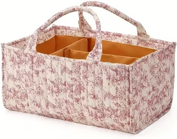 Diaper Caddy Organizer,Cute Floral Nursery Storage Basket,Soft Portable Changing Table Car Caddy Organizer Gift (Floral E) by Ankick