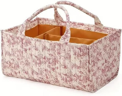 Diaper Caddy Organizer,Cute Floral Nursery Storage Basket,Soft Portable Changing Table Car Caddy Organizer Gift (Floral E) by Ankick
