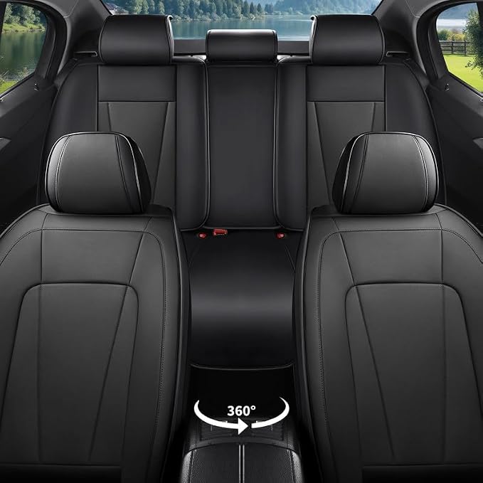 Car Seat Covers Full Set Custom Fit for Honda Ridgeline 2005-2026 , Black | Premium Faux Leather, Waterproof, Anti-Slip, Airbag Compatible, Breathable, Car Seat Protectors, 2 Rows 5 Seats - Image 3