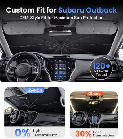 Zanch Windshield Sun Shade Umbrella Snug Fit for Subaru Outback 2000-2026 - Image 4