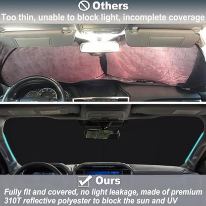 PIMCAR Windshield Sun Shade for Ford F150 2021-2026, Premium 310T Reflective UV Protection, Lightweight Foldable Sun Visor with Storage Pouch - Image 4